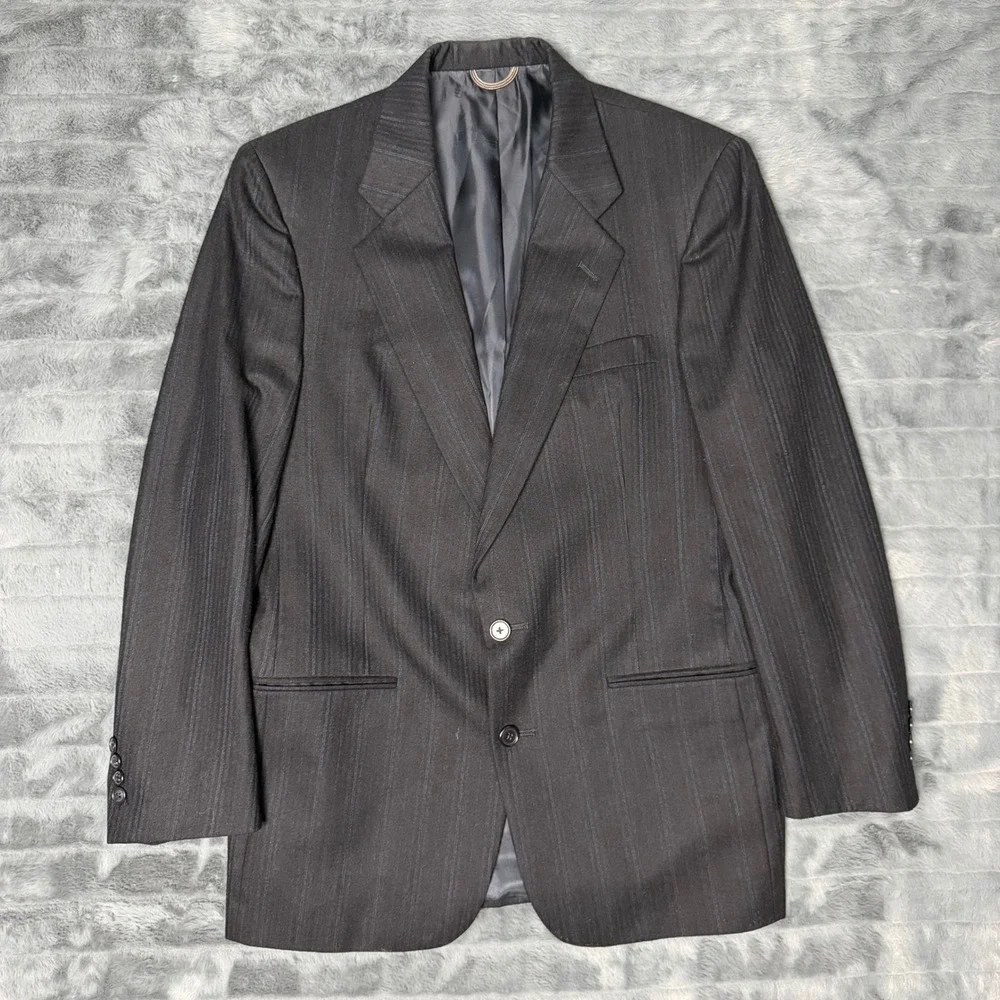 Christian Dior Monsieur Mens 40R Vintage Pure Virgin Wool Pinstripe Blazer Grey